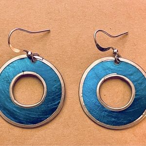 Capiz Shell Earrings by Culture Mix - Electric Blue (Small)